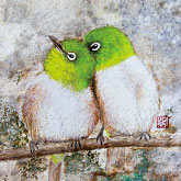 二人（メジロ）:400*200mm, アクリル, 2011